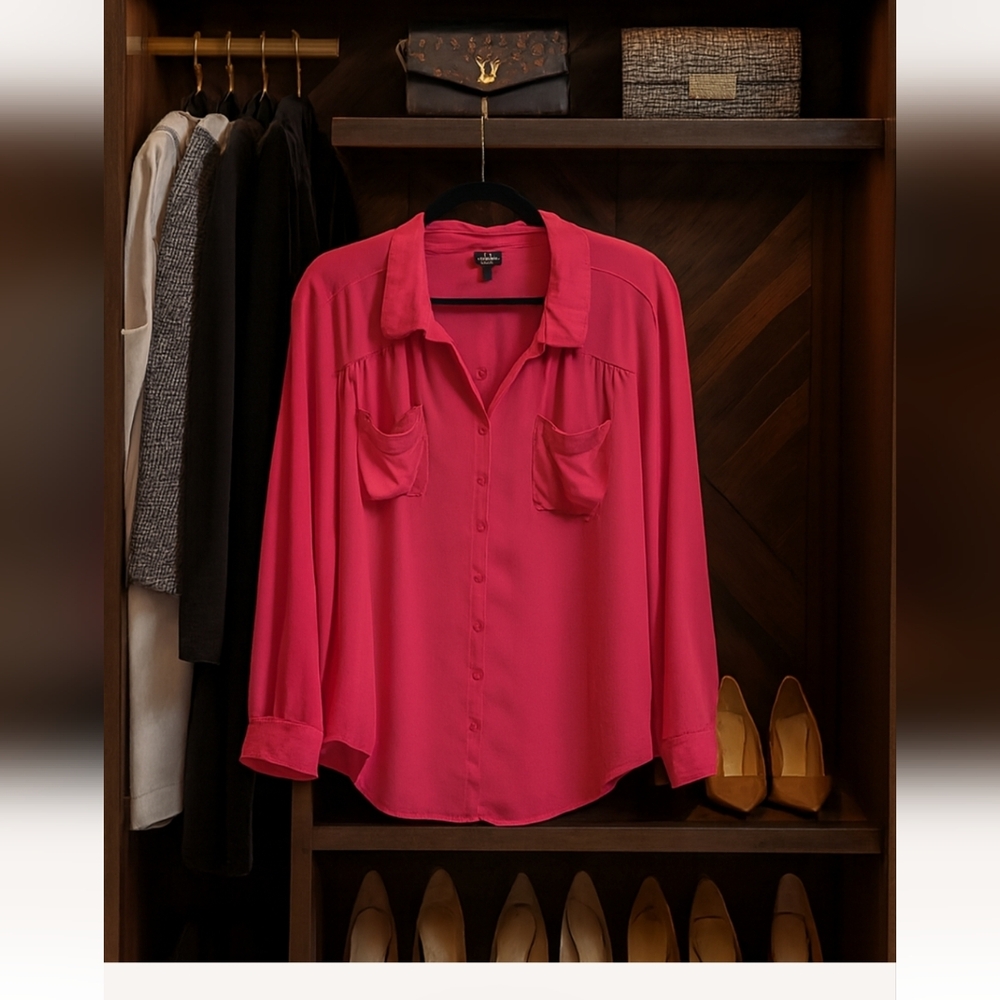 Torrid Plus Size Button-down Dressy Pink Blouse.